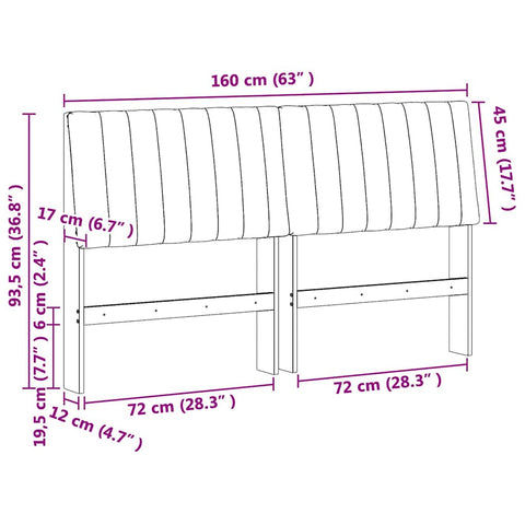 vidaXL Upholstered Headboard Black 160 cm Solid Pine Wood