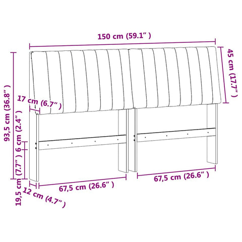 vidaXL Upholstered Headboard Black 150 cm Solid Pine Wood