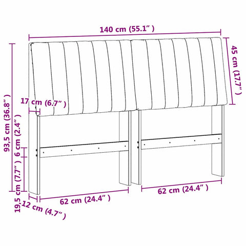 vidaXL Upholstered Headboard Dark Grey 140 cm Solid Pine Wood
