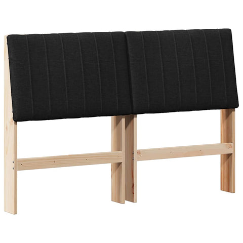 vidaXL Upholstered Headboard Black 140 cm Solid Pine Wood