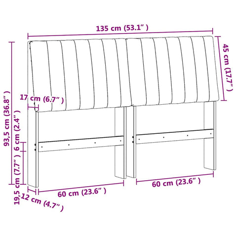 vidaXL Upholstered Headboard Black 135 cm Solid Pine Wood