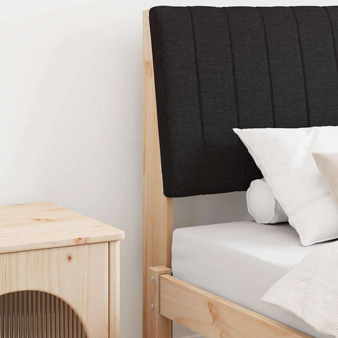 vidaXL Upholstered Headboard Black 90 cm Solid Pine Wood