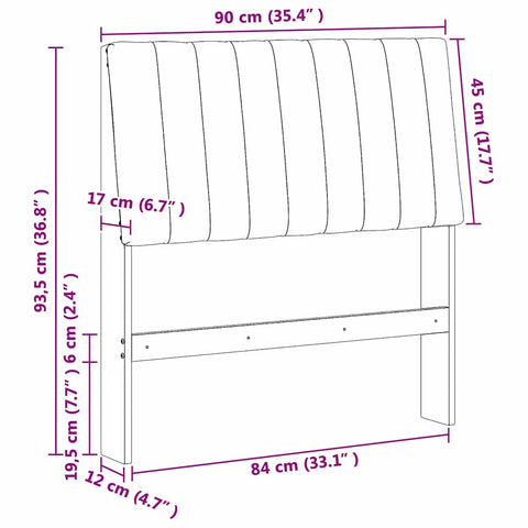 vidaXL Upholstered Headboard Black 90 cm Solid Pine Wood