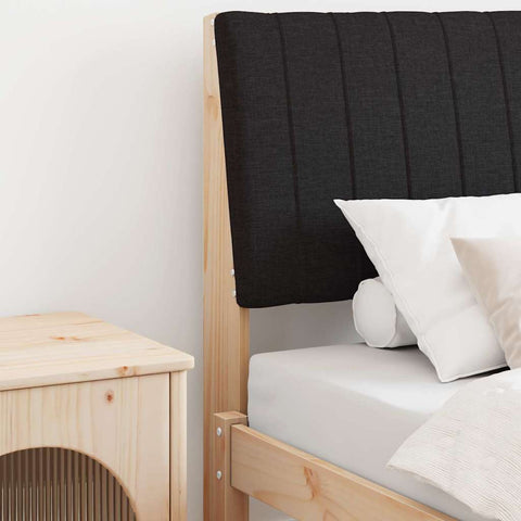 vidaXL Upholstered Headboard Black 80 cm Solid Pine Wood
