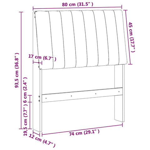 vidaXL Upholstered Headboard Taupe 80 cm Solid Pine Wood