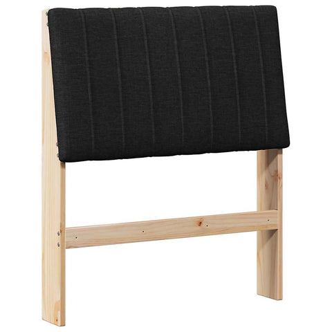 vidaXL Upholstered Headboard Black 75 cm Solid Pine Wood