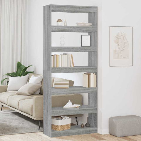 vidaXL Bookcase Grey sonoma 80 x 30 x 198 cm Engineered wood