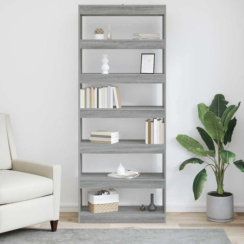 vidaXL Bookcase Grey sonoma 80 x 30 x 198 cm Engineered wood
