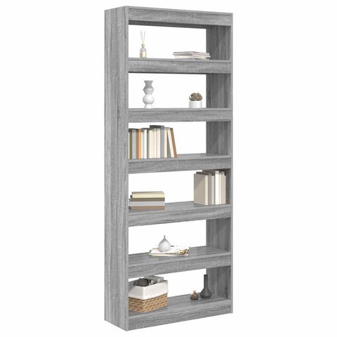vidaXL Bookcase Grey sonoma 80 x 30 x 198 cm Engineered wood