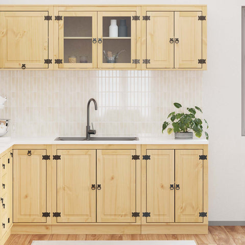 vidaXL Cabinet with Shelf with Storage 4 pcs Honey Solid Pine Wood