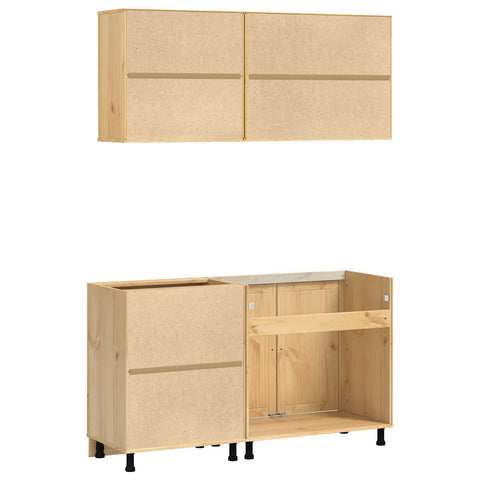 vidaXL Cabinet with Shelf with Storage 4 pcs Honey Solid Pine Wood