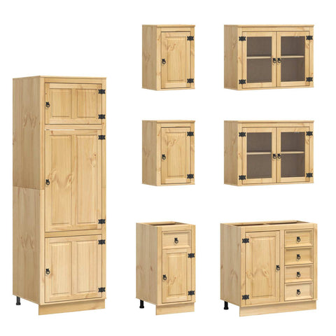 vidaXL Cabinet with Drawer with Shelf 14 pcs Honey Solid Pine Wood