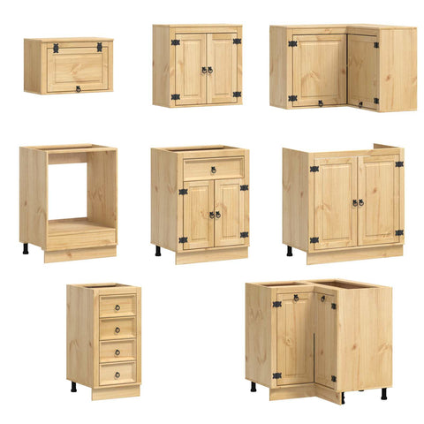 vidaXL Cabinet with Drawer with Shelf 14 pcs Honey Solid Pine Wood