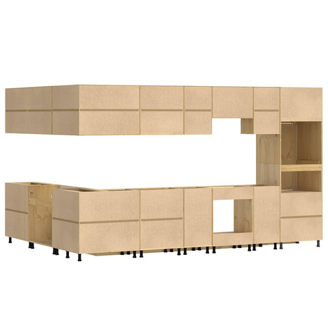 vidaXL Cabinet with Drawer with Shelf 14 pcs Honey Solid Pine Wood