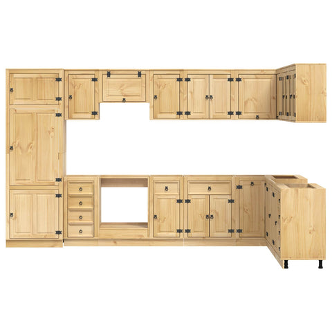 vidaXL Cabinet with Drawer with Shelf 14 pcs Honey Solid Pine Wood