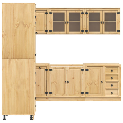 vidaXL Cabinet with Drawer with Shelf 14 pcs Honey Solid Pine Wood