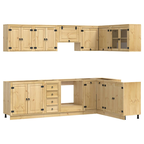 vidaXL Cabinet with Drawer with Shelf 10 pcs Honey Solid Pine Wood