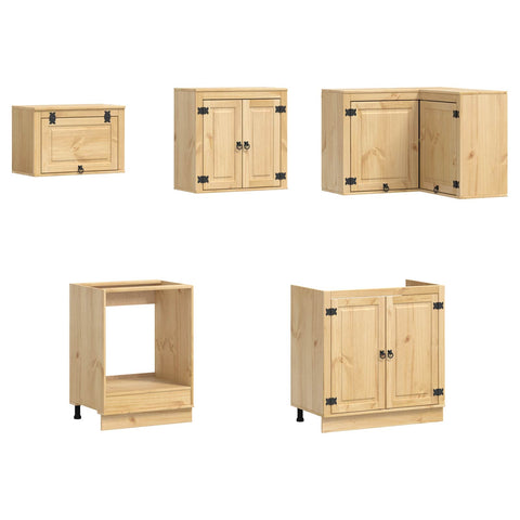 vidaXL Cabinet with Drawer with Shelf 10 pcs Honey Solid Pine Wood