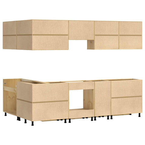 vidaXL Cabinet with Drawer with Shelf 10 pcs Honey Solid Pine Wood