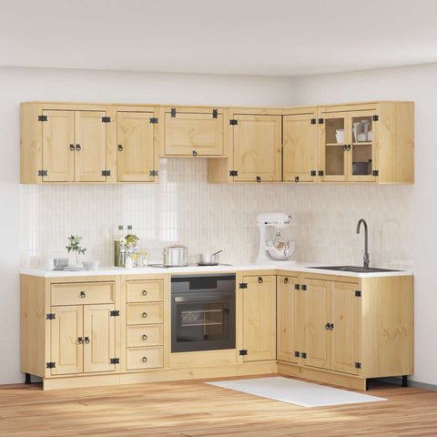 vidaXL Cabinet with Drawer with Shelf 10 pcs Honey Solid Pine Wood