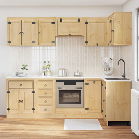 vidaXL Cabinet with Drawer with Shelf 10 pcs Honey Solid Pine Wood