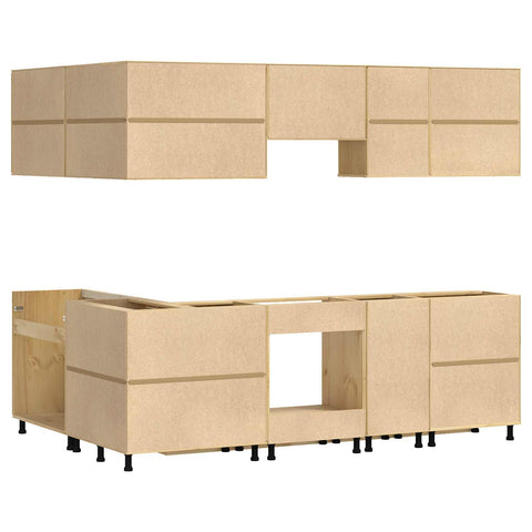 vidaXL Cabinet with Drawer with Shelf 10 pcs Honey Solid Pine Wood