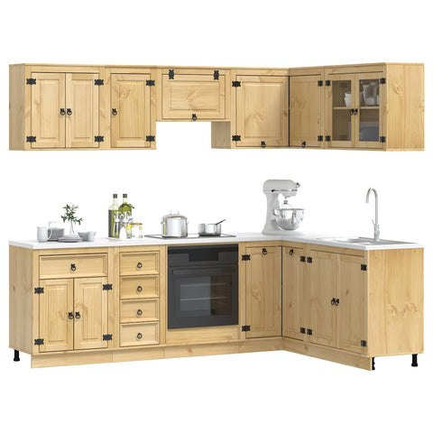 vidaXL Cabinet with Drawer with Shelf 10 pcs Honey Solid Pine Wood