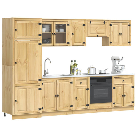vidaXL Cabinet with Drawer with Shelf 9 pcs Honey Solid Pine Wood