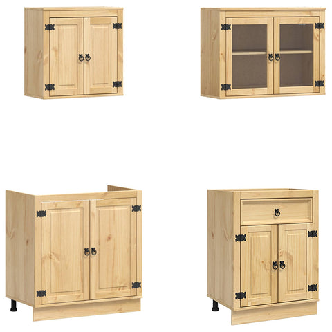 vidaXL Cabinet with Drawer with Shelf 8 pcs Honey Solid Pine Wood