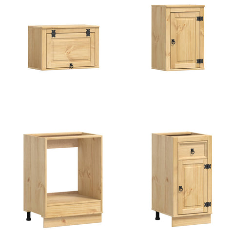 vidaXL Cabinet with Drawer with Shelf 8 pcs Honey Solid Pine Wood