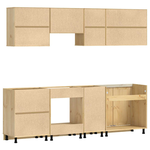 vidaXL Cabinet with Drawer with Shelf 8 pcs Honey Solid Pine Wood