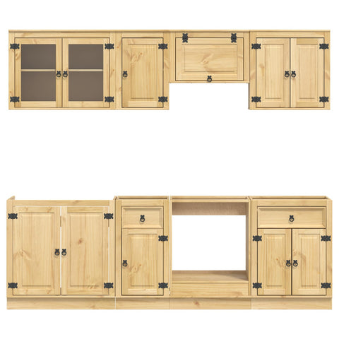 vidaXL Cabinet with Drawer with Shelf 8 pcs Honey Solid Pine Wood