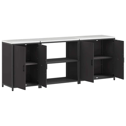 vidaXL with Shelf Other with Storage with Door 3 pcs Black Cold-rolled steel