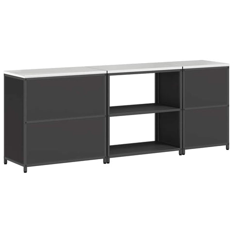vidaXL with Shelf Other with Storage with Door 3 pcs Black Cold-rolled steel