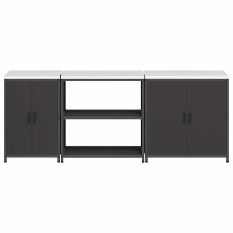 vidaXL with Shelf Other with Storage with Door 3 pcs Black Cold-rolled steel