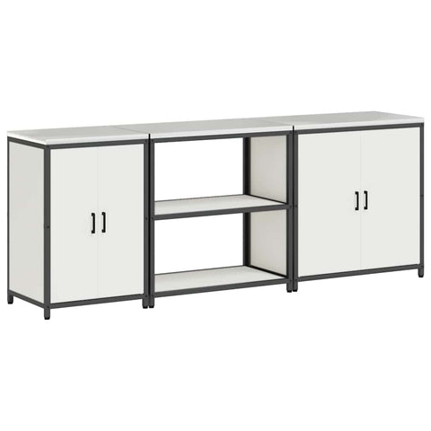vidaXL with Shelf Other with Storage with Door 3 pcs White Cold-rolled steel