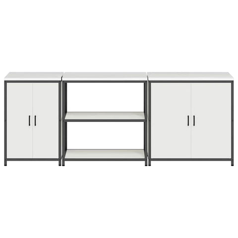 vidaXL with Shelf Other with Storage with Door 3 pcs White Cold-rolled steel