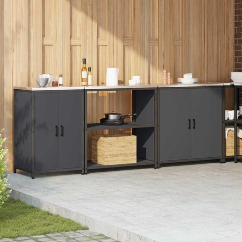 vidaXL with Shelf Other with Storage with Door 3 pcs Anthracite Cold-rolled steel