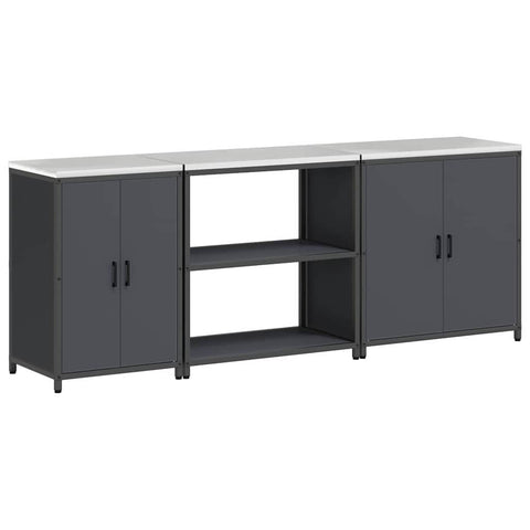 vidaXL with Shelf Other with Storage with Door 3 pcs Anthracite Cold-rolled steel