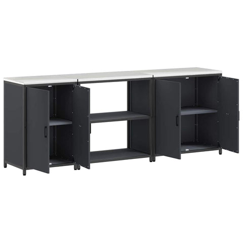 vidaXL with Shelf Other with Storage with Door 3 pcs Anthracite Cold-rolled steel