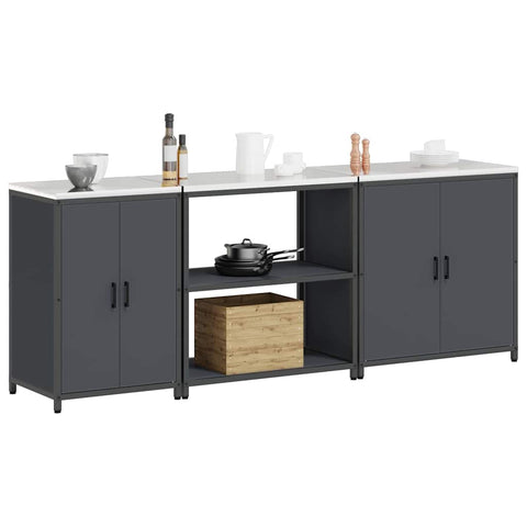 vidaXL with Shelf Other with Storage with Door 3 pcs Anthracite Cold-rolled steel