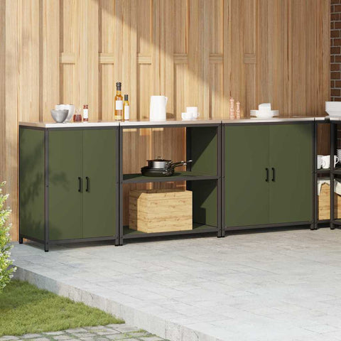 vidaXL with Shelf Other with Storage with Door 3 pcs Olive Green Cold-rolled steel