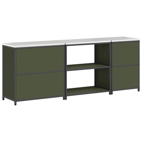 vidaXL with Shelf Other with Storage with Door 3 pcs Olive Green Cold-rolled steel
