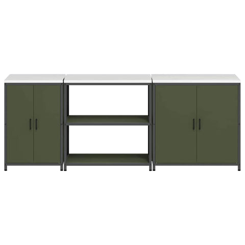 vidaXL with Shelf Other with Storage with Door 3 pcs Olive Green Cold-rolled steel
