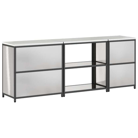 vidaXL with Shelf Other with Storage with Door 3 pcs Stainless steel
