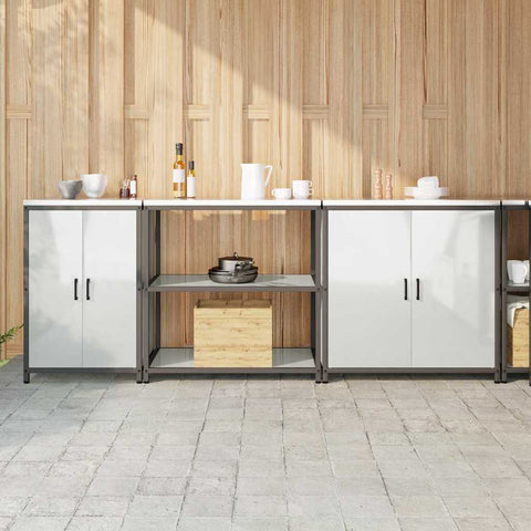 vidaXL with Shelf Other with Storage with Door 3 pcs Galvanised steel
