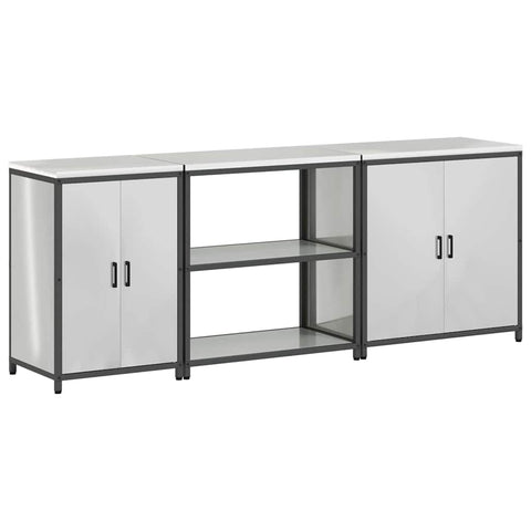 vidaXL with Shelf Other with Storage with Door 3 pcs Galvanised steel