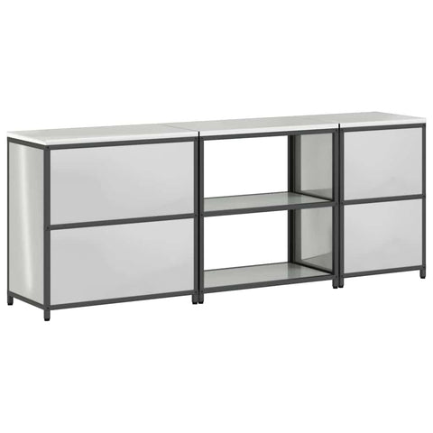 vidaXL with Shelf Other with Storage with Door 3 pcs Galvanised steel