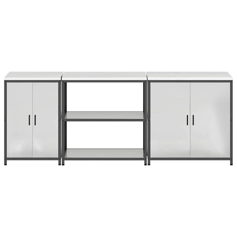 vidaXL with Shelf Other with Storage with Door 3 pcs Galvanised steel
