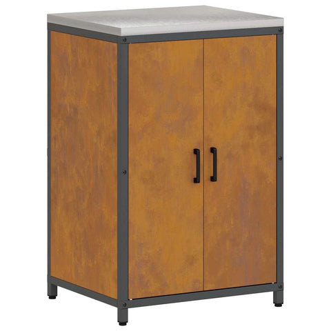 vidaXL with Shelf Other with Storage with Door 3 pcs Rusty Weathering steel